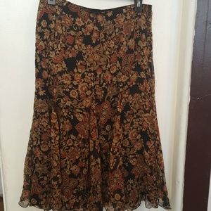 Jones New York silk black flower skirt